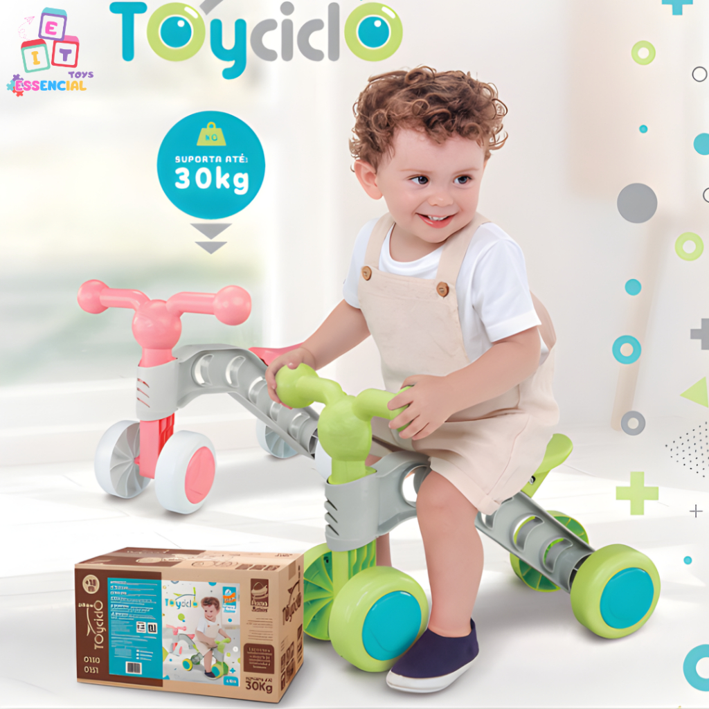 Bicicleta de Equilíbrio Infantil Toyciclo Triciclo Sem Pedal Desenvolvimento Motor Roma Brinquedos