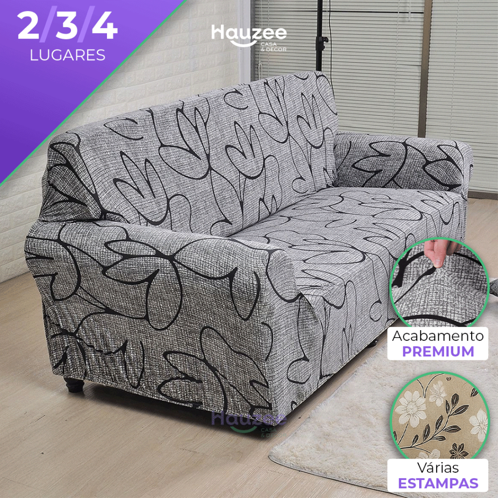 Capa De Sofá Malha Spandex Zero Transparência 2, 3 e 4 Lugares Coladinha I Antiderrapante e Não Enruga