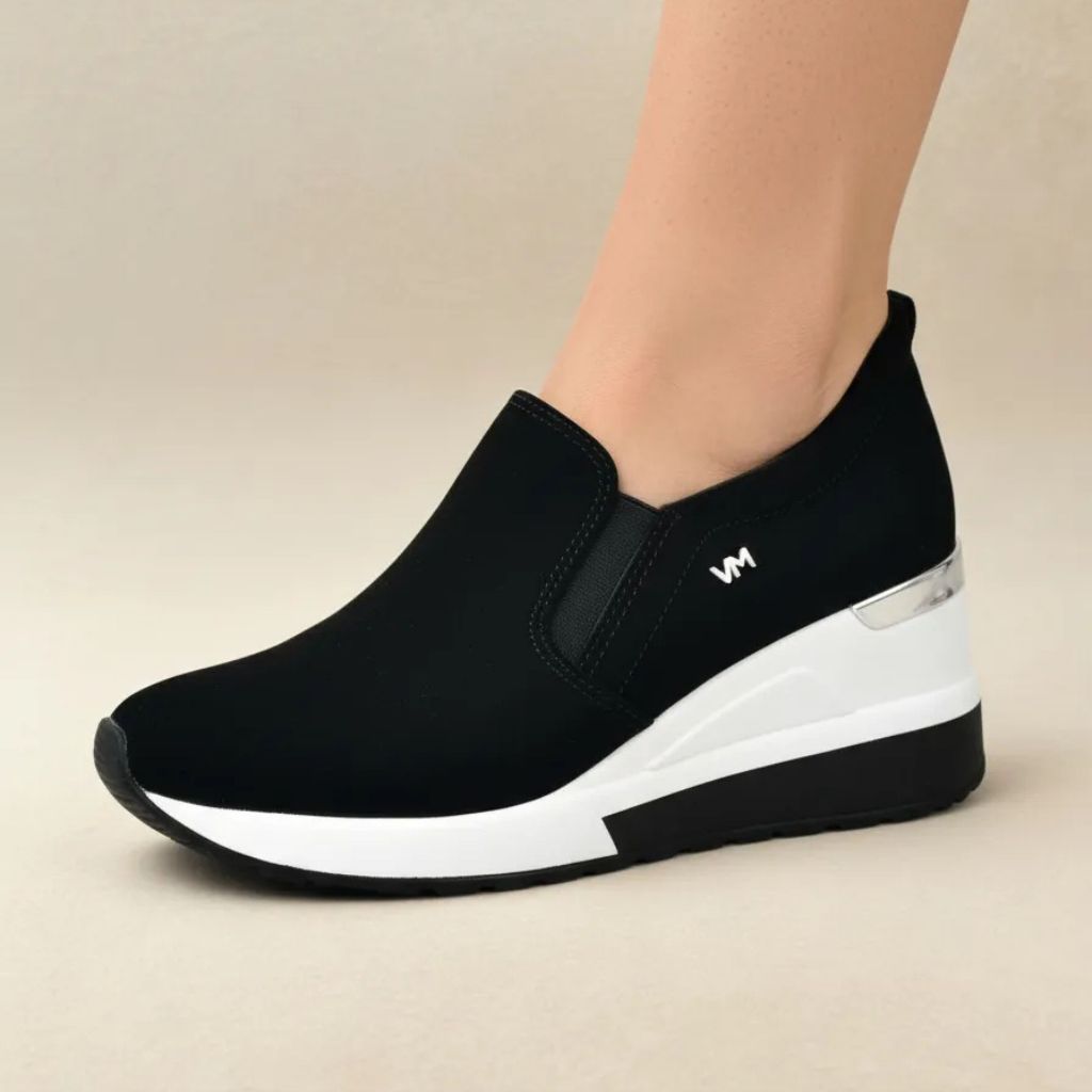 Tênis Feminino Via Marte Plataforma Anabela Slipon Original Casual Leve Confortável Macio