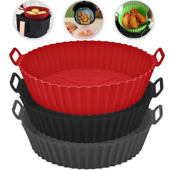 Forma de Silicone para Air Fryer, Antiaderente, Reutilizável, com Alça, 20cm Compatível com Fritadeiras 3L a 5L, Resiste