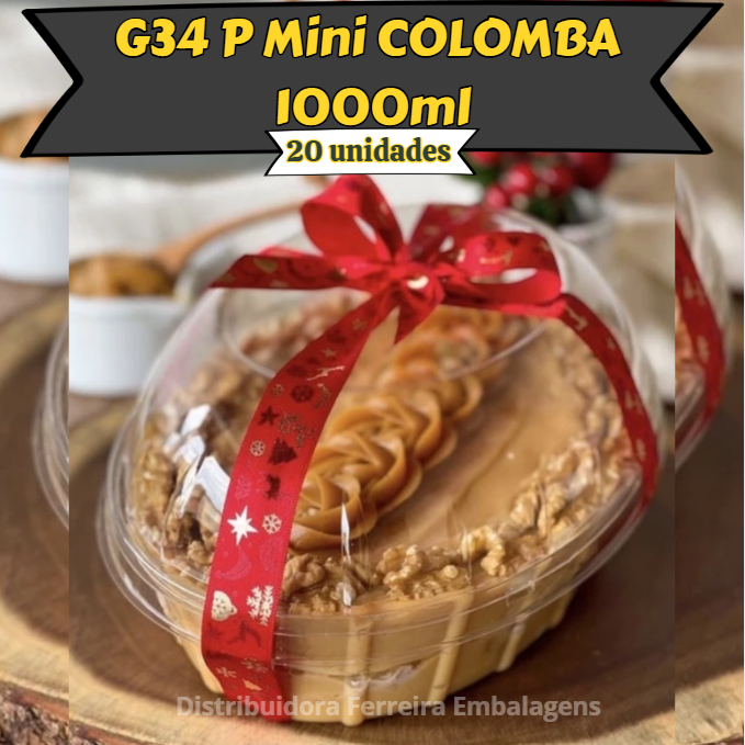 10 Embalagem Mini Colomba G34 P 1.000ml Galvanotek Oval  Sobremesas Natal, Pavê, Bombom na Travessa