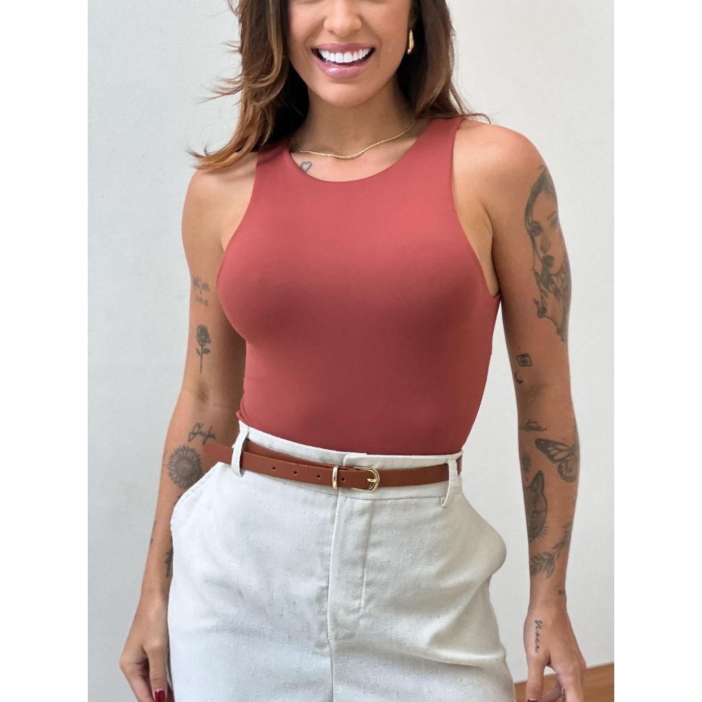 Regata Feminina Suplex Duplo Blusa Básica Casual Premium Lisa Top Blogueira Moda Verão em Oferta na Shopee