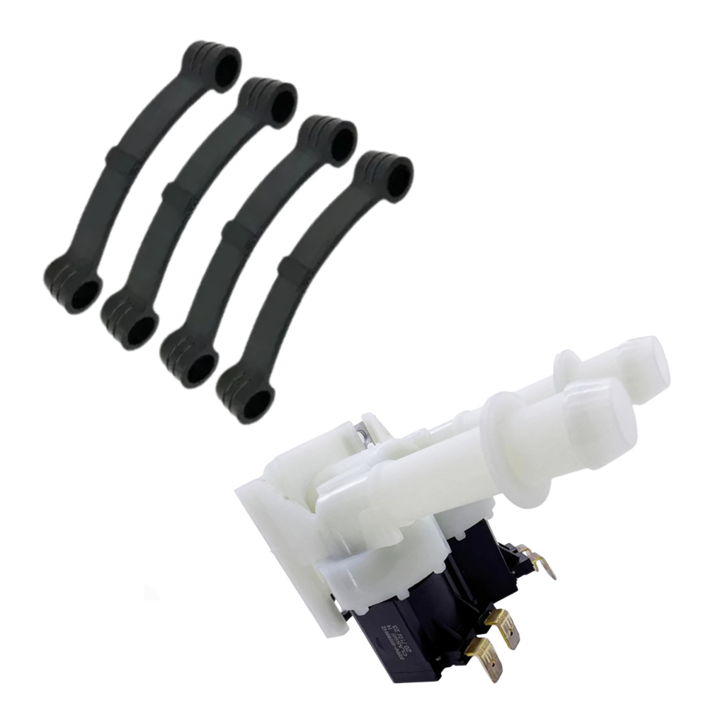 Kit Válvula Dupla Estendida Emicol + 4 Tirantes Pretos Compativel Brastemp Consul CWE13 BWK15 CWL16 / Alta Durabilidade