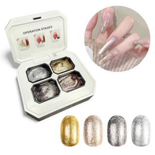 Gel Paint Unha 4 Cores Glitter Flash Reflexivo Gel Platinum Nail Design