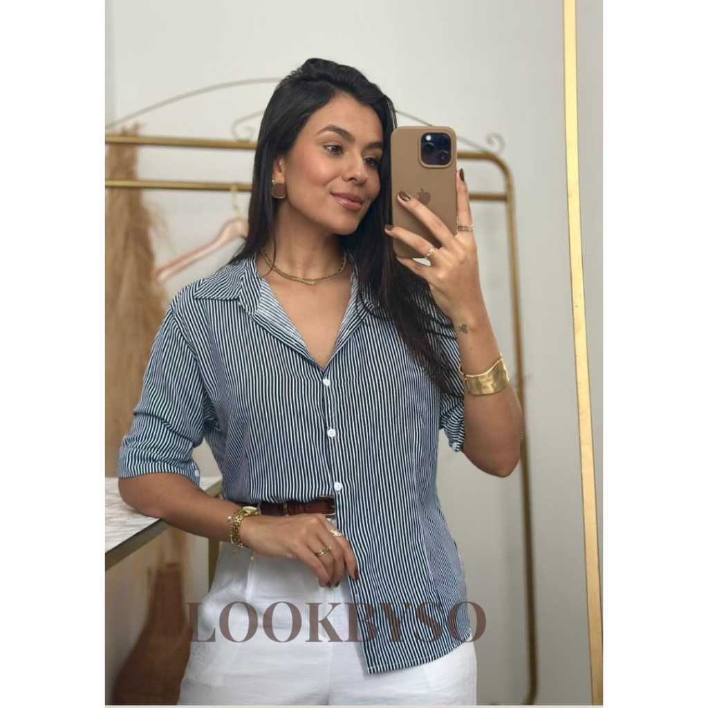 Camisa de Viscolinho Listrada Feminina – Confortável e Elegante para o Verão