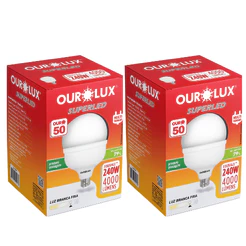 2 Lâmpadas De Led 50w Luz Forte E Clara 6500k 4000lm Ourolux 127/220v