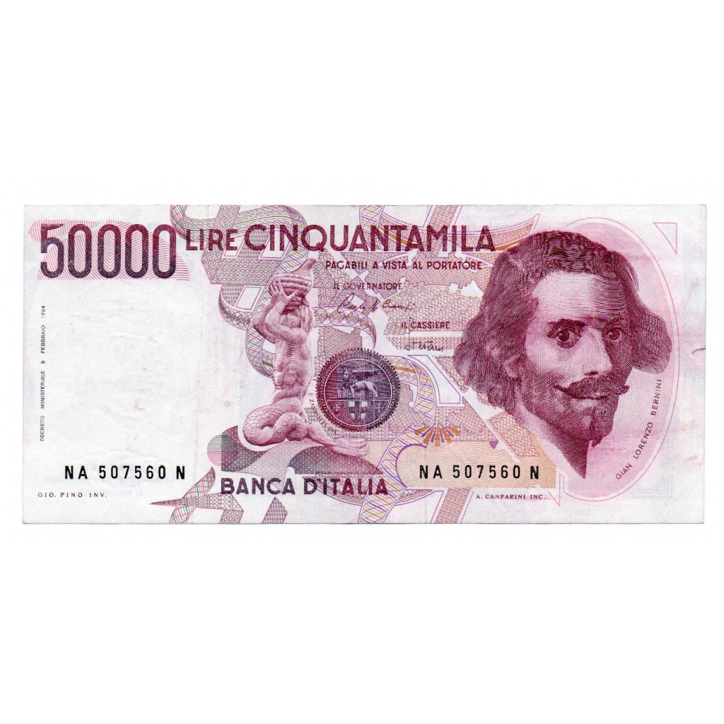 Cédula da Itália 50000 Liras Leve corte