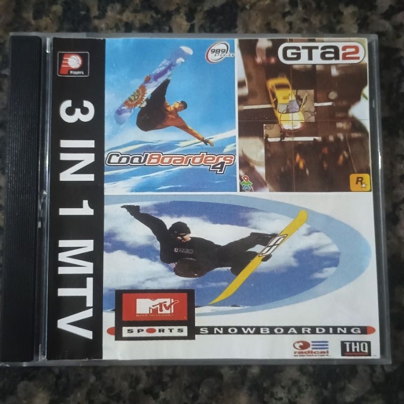 Jogo Do Playstation 1 Ps1 3 In 1 GTA 2 Cool Boorders 4 Snowboarding Mídia Física Prata Prensada De Época