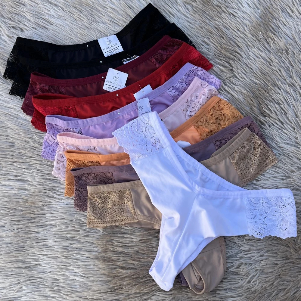 Kit 5/10 Calcinha Fio Duplo Microfibra Renda Lateral em Oferta na Shopee