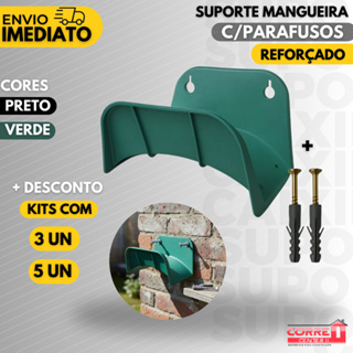 Suporte Mangueira Jardim Plastico Parede + Parafuso e Bucha - Verde ou Preto Overtime em Oferta na Shopee