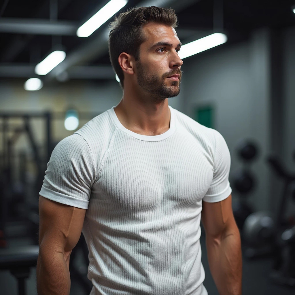 Camiseta Canelada Slim Justa Ao Corpo Estilo Americana Academia Fitness Treino Esportiva Verão Praia