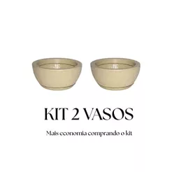 Kit 2 Vasos Decorativo em Polietileno para Planta Bacia Mini c Prato Coletor de Agua 26x13