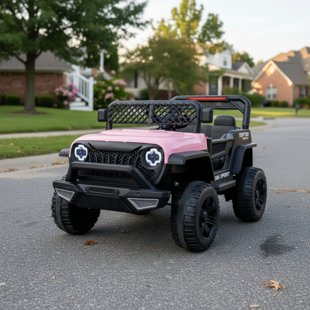 Mini Quadriciclo Infantil Jipe 12V Recarregável com LED e Música ATV Rosa Com Controle Remoto Carrinho Menina