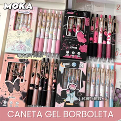 6Pcs/Box Minimalista Caneta Gel Borboleta 0,5mm De Alta Qualidade De Secagem Rápida Para Estudante