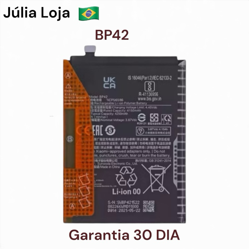 BAT COMPATIVEL MI 11 LITE / MI 11 LITE 5G (BP42) ORG NOVA COM GARANTIA 30 DIA em Oferta na Shopee