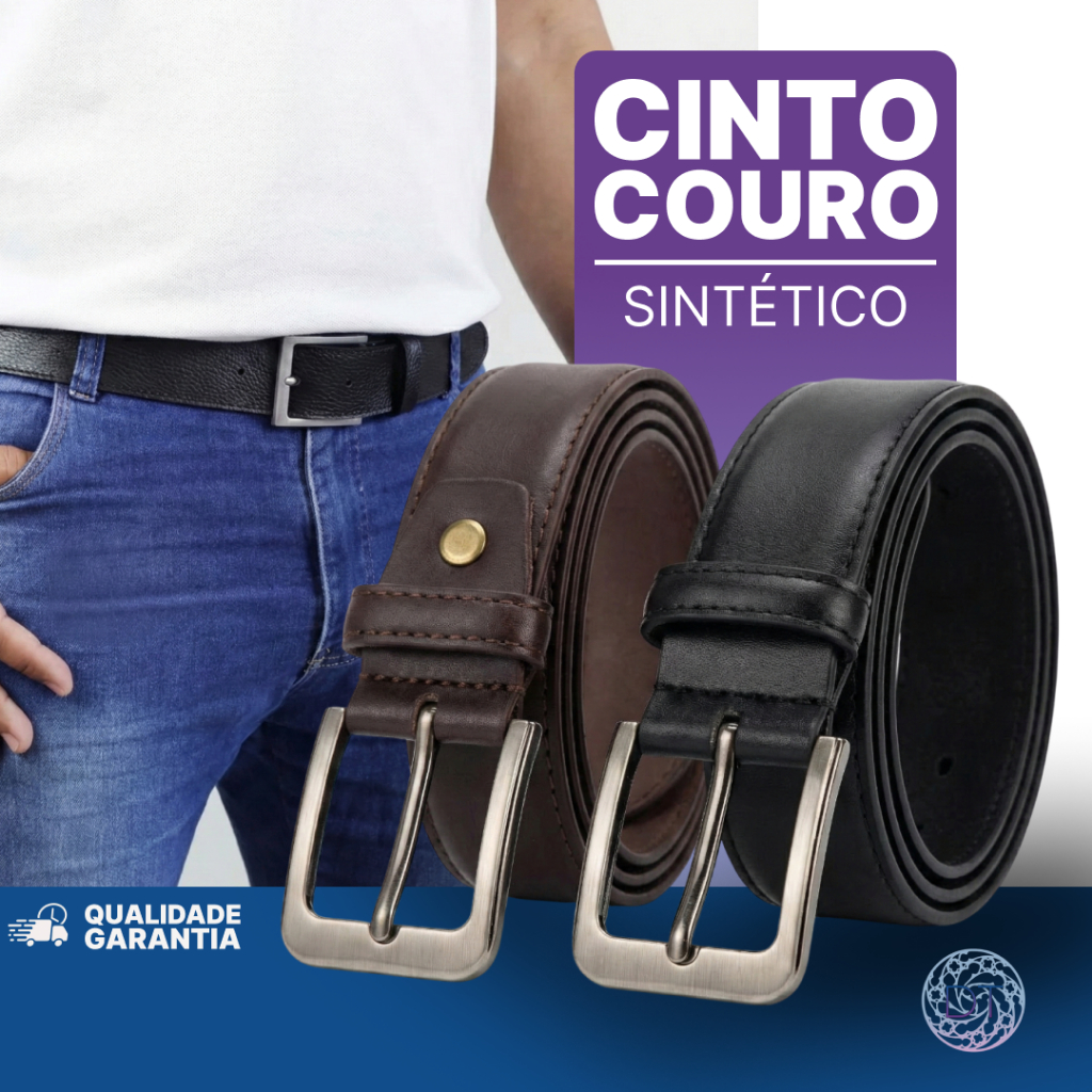 Cinto Social Couro Sintético Ecológico Masculino Preto e Marrom Casual Resistente Versátil P M G GG em Oferta na Shopee