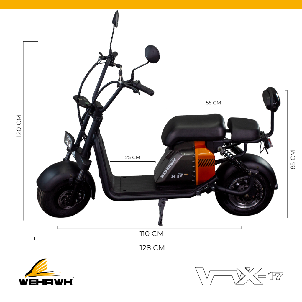 Scooter Moto Elétrica WeHawk X17 Light 1000W Bateria de Lítio 48V 20Ah em Oferta na Shopee