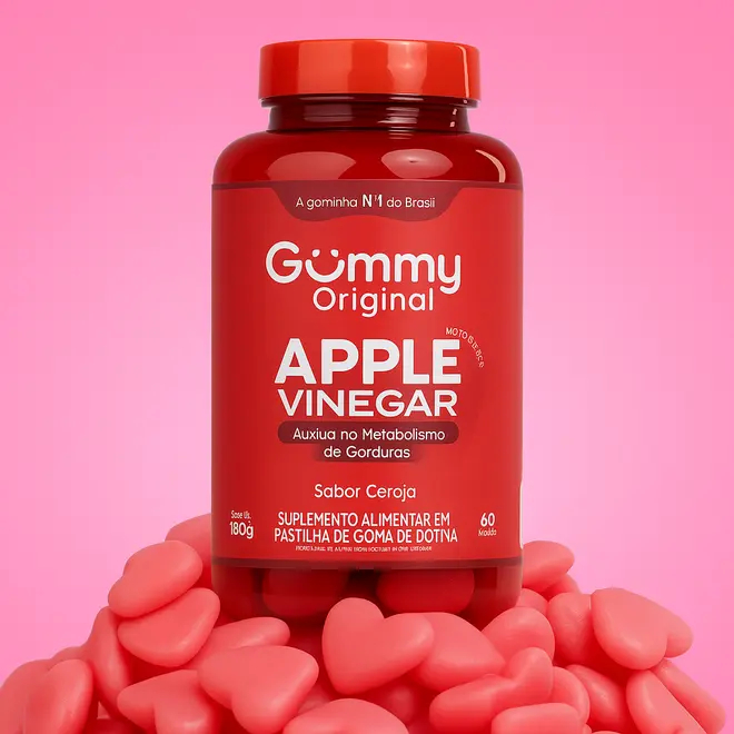 Gummy Vinagre De Maçã + Biotina Sabor Cereja 60 Gomas em Oferta na Shopee