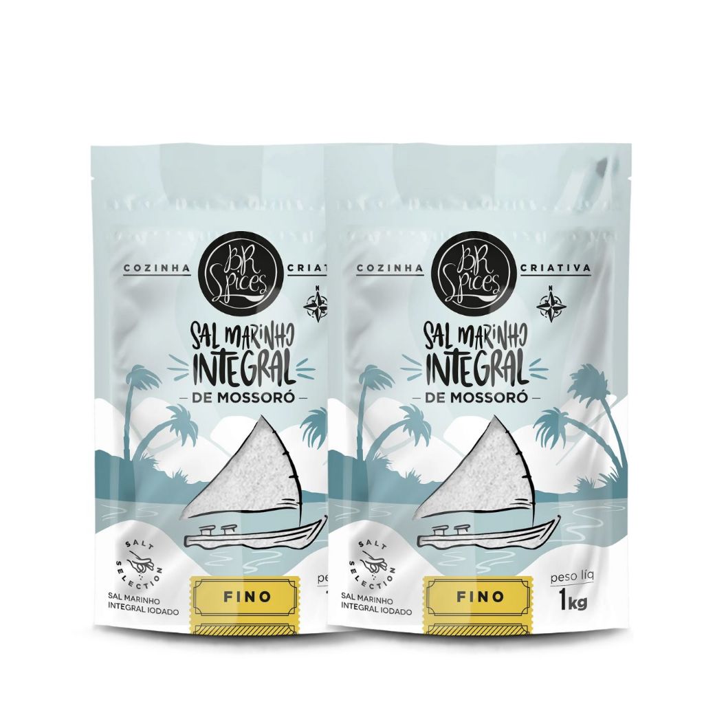 Kit 2 Sal Marinho Fino Integral Mossoró Br Spices 1kg cada em Oferta na Shopee
