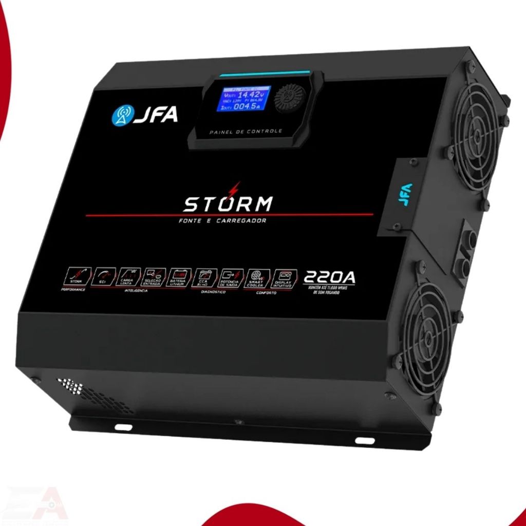Fonte Carregador Automotiva  Jfa 220a 12v Storm Bivolt com Medidor CCA em Oferta na Shopee