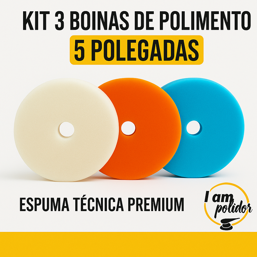 Kit 3 Boinas 5" com Velcro  - Corte, Refino e Lustro - Espuma Premium  Para Polimento Automotivo em Oferta na Shopee