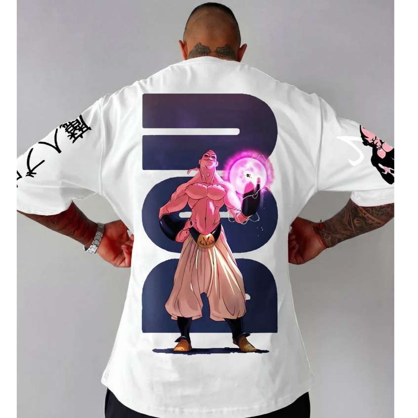 Camiseta Oversized Dragon Majin Boo Aftersoul Unissex Plus Size P ao G5 100% Algodão