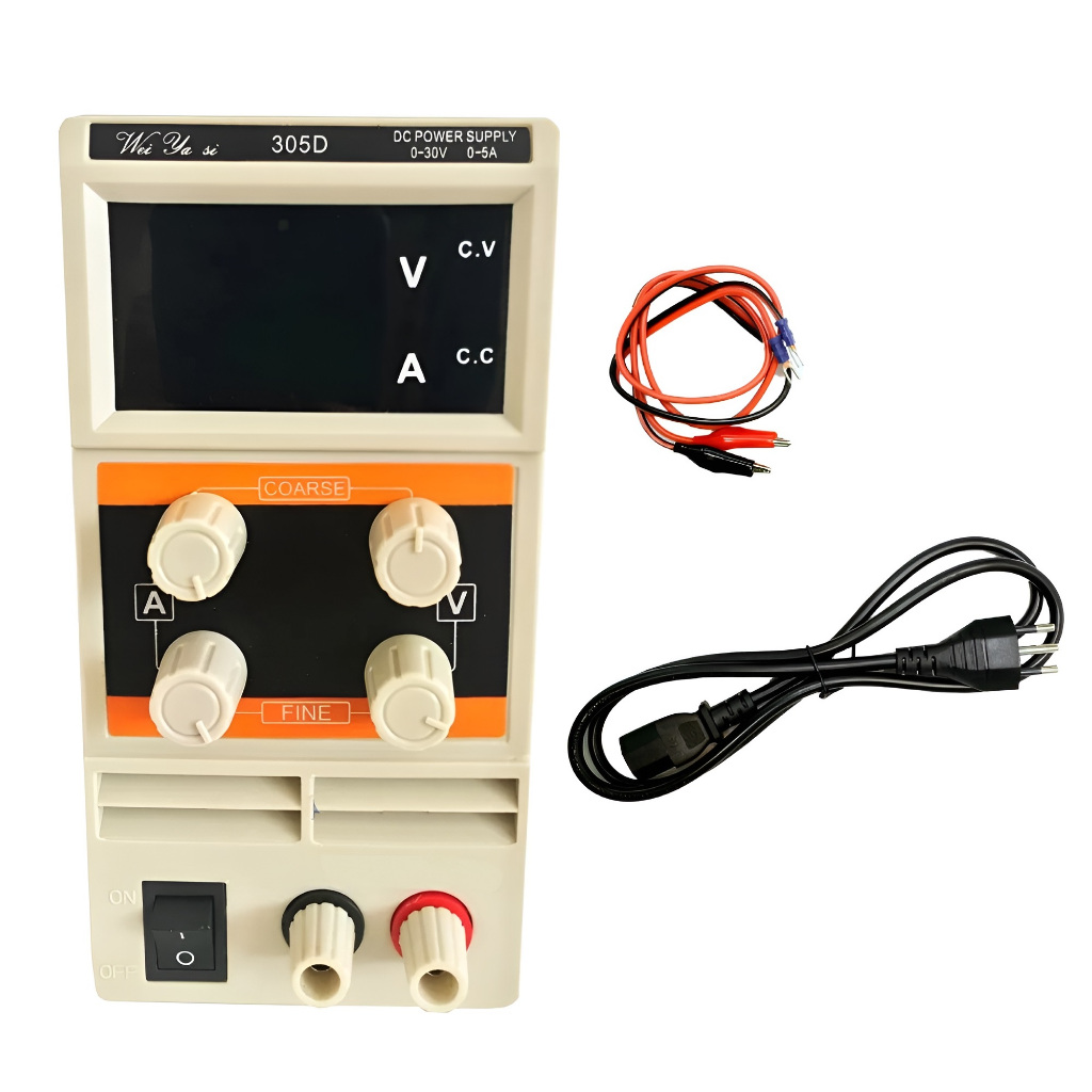 Fonte de Alimentação Digital Regulável Wei Ya Si 305D 30V 5A Bivolt Com Chave Seletora de Voltagem