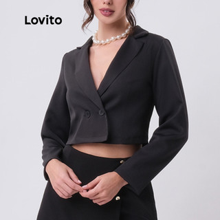 Lovito Blazer Social Cropped com Botões Feminino JKB441BRL470
