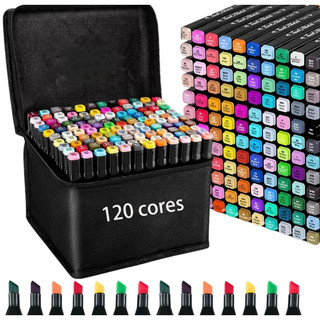 Kit de canetinhas coloridas ponta dupla Kit com 80/100/120 e 168 cores (Escolha a sua!)
