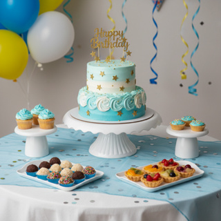 Mini Kit Mesa De Festa - 1 Boleira Cake Renda 19cm , 2 Mini Cakes Slim e 2 Bandejas 20x13 em Oferta na Shopee