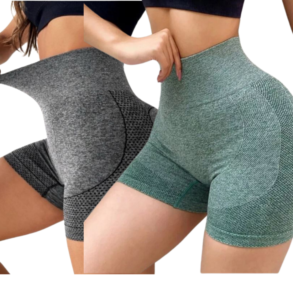 Kit Shorts Fitness Feminino Cintura Alta Academia Levanta Bumbum Sem Costura