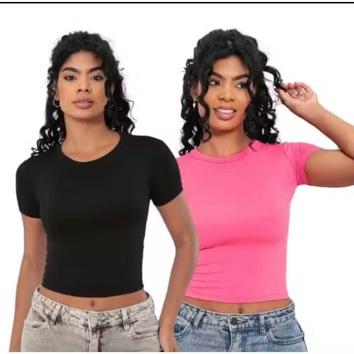 Blusa academia dia a dia básica suplex manguinha Forro Duplo