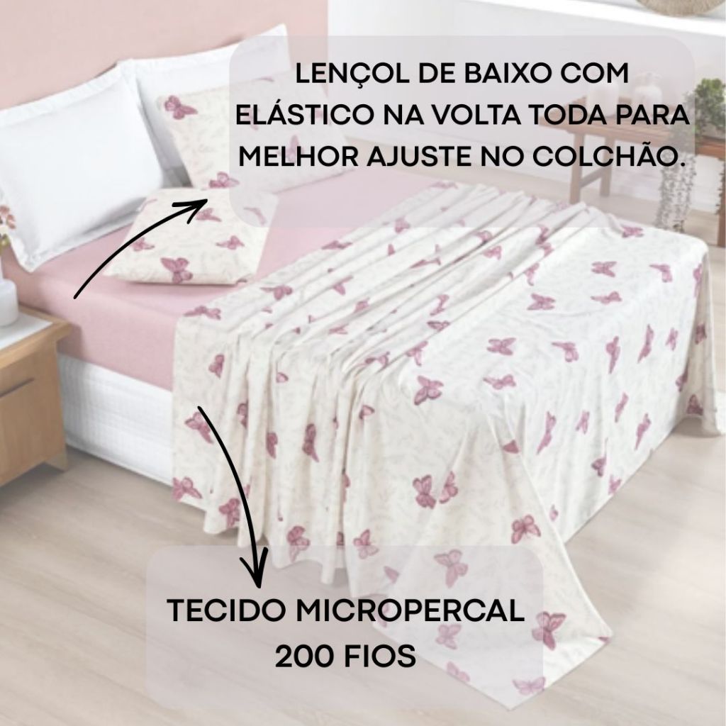 Jogo de Cama Completo Lençol 4 peças Avere