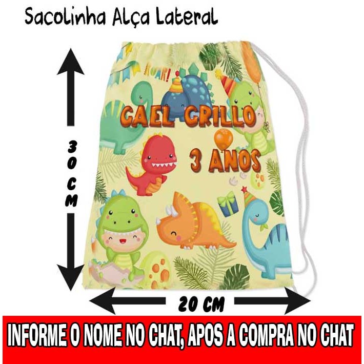 Kit Mochilinha Sacolinha Mochila Saco Sacochila Saquinho Lembrancinha Brinde Aniversario Personalizadas Dino Baby
