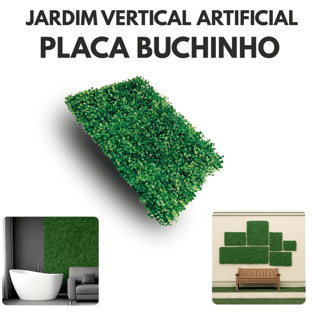 Placa Buchinho  Grama Artificial 40×60 cm para Jardim Vertical / Muro Inglês Parede Verde Artificial