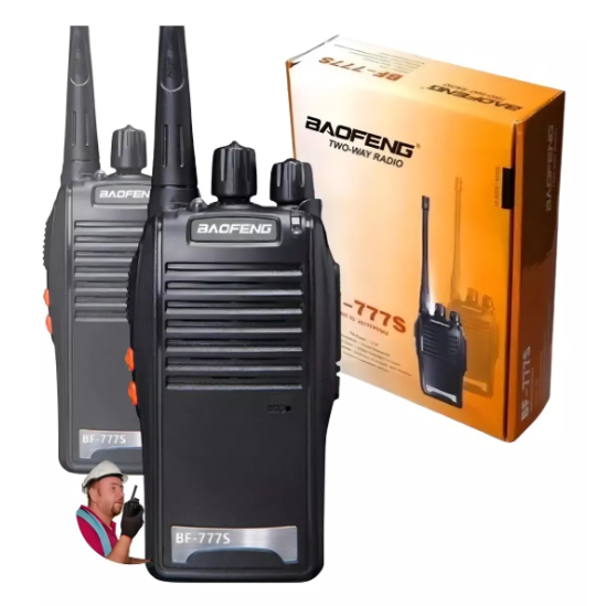 Radio Comunicador 16 Canais Baofeng 777s Walk Kit Par 2 Preto 127/220v
