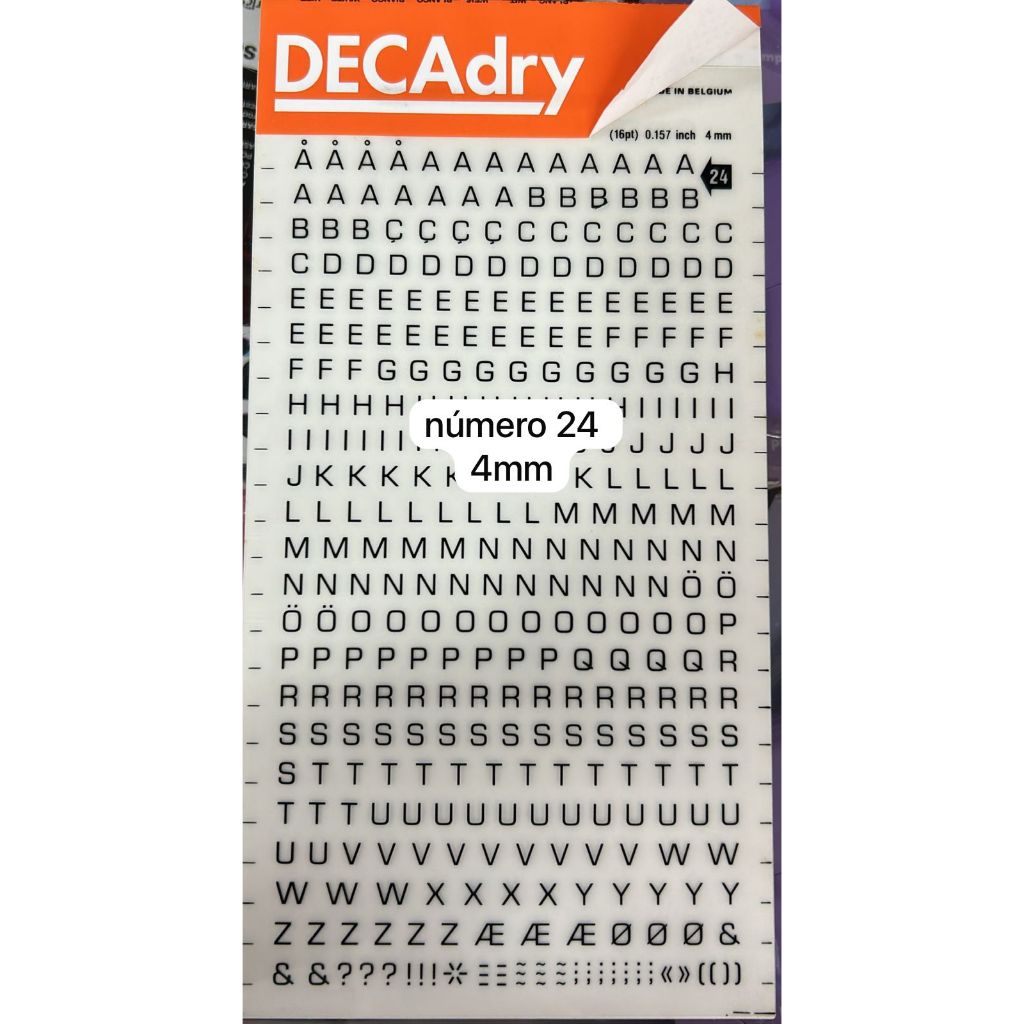 Decadry Letras transferíveis 2.5mm 3mm e 4 mm 5mm modelos diferentes 0.236