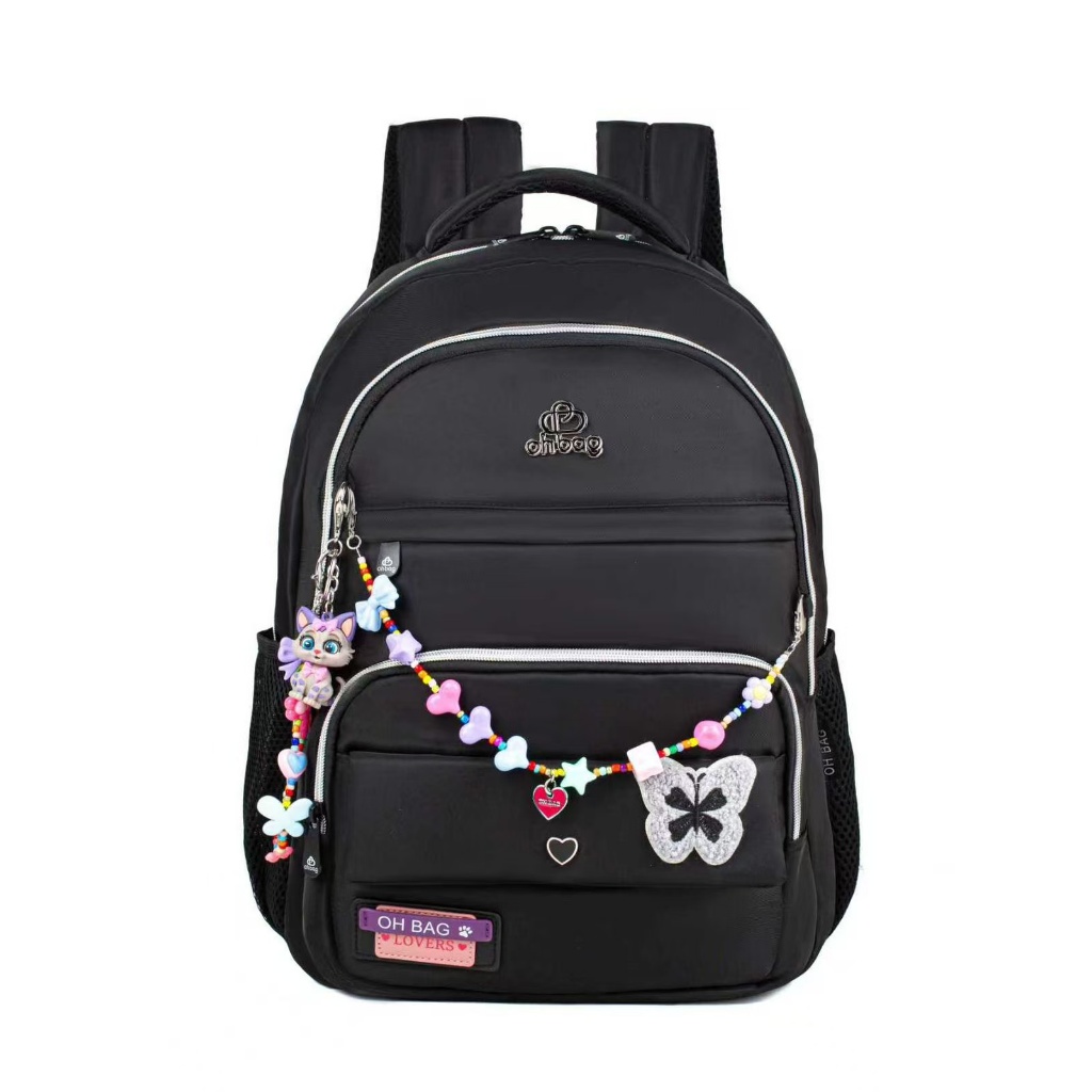 Mochila Feminina Reforçada e Fofa com Bordado de Borboleta Impermeável Grande Capacidade para EscolaTrabalho e Viagens em Oferta na Shopee