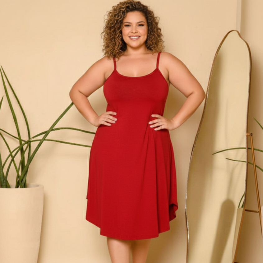 Vestido Feminino Plus Size De Calor Alça Longo Verão Viscolycra G1-G2-G3-G4