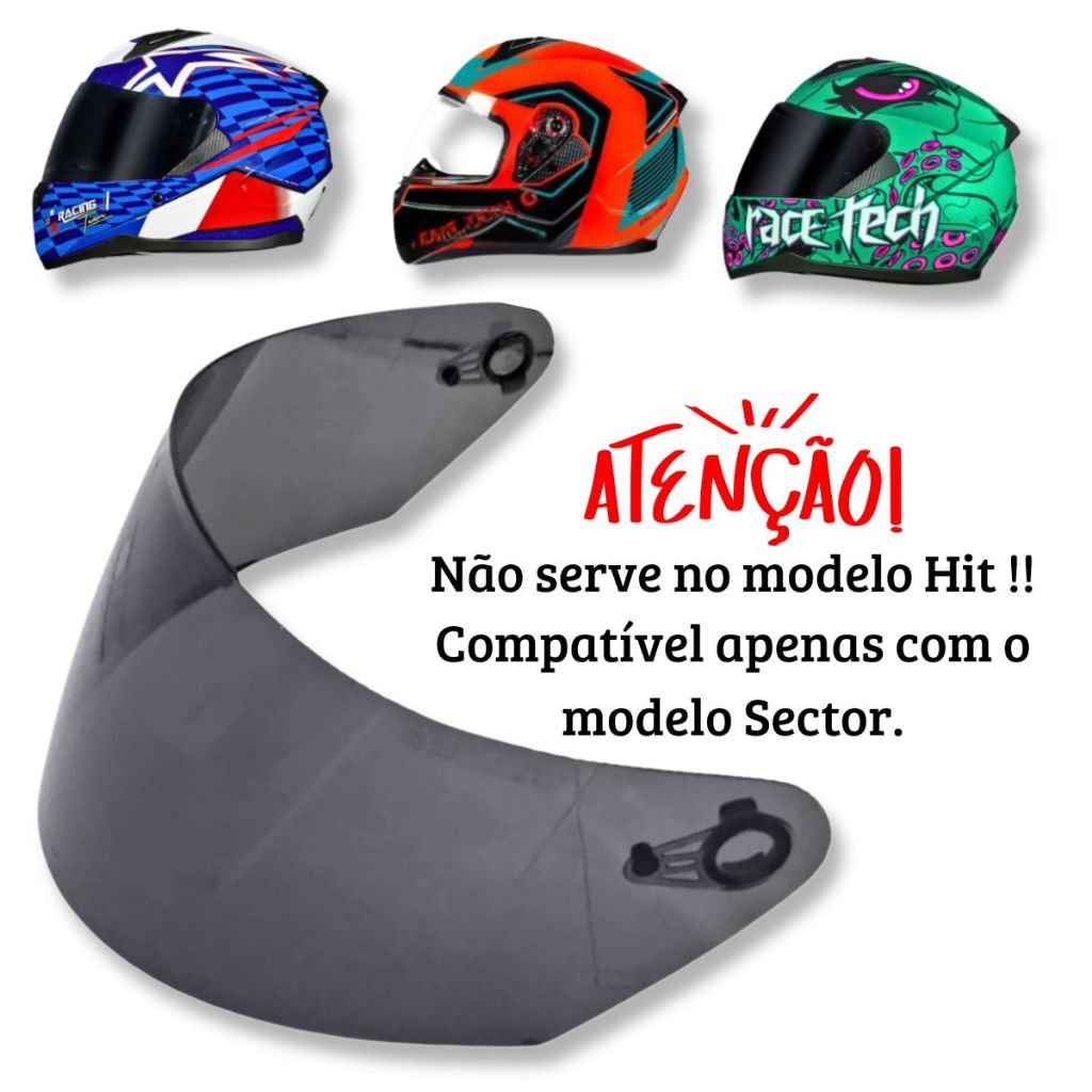 Viseira Polivisor Para Capacete Race Tech Sector Antirrisco 2.2mm em Oferta na Shopee
