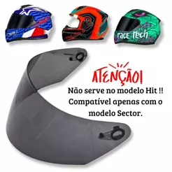 Viseira Polivisor Para Capacete Race Tech Sector Antirrisco 2.2mm