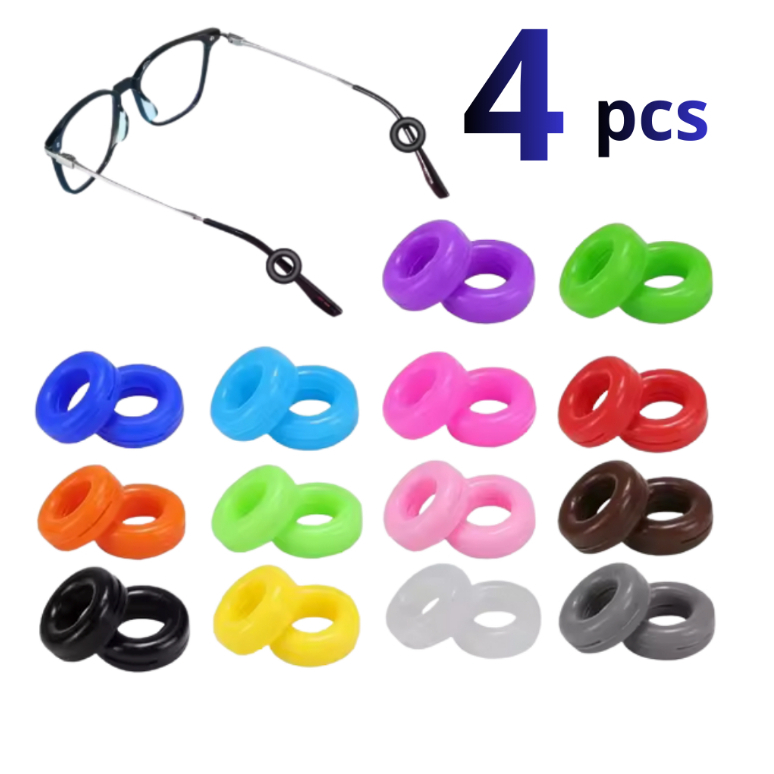 Kit 4 Suporte Para Armação de Óculos Antiderrapante Formato Redondo em Silicone Adulto e Infantil 2 Pares Várias Cores