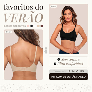Kit 2 Sutiã Top Naked Poliamida Sem Costura com Bojo Removível, Alça Ajustável Confortável Elastano | Fitness Ar Livre em Oferta na Shopee