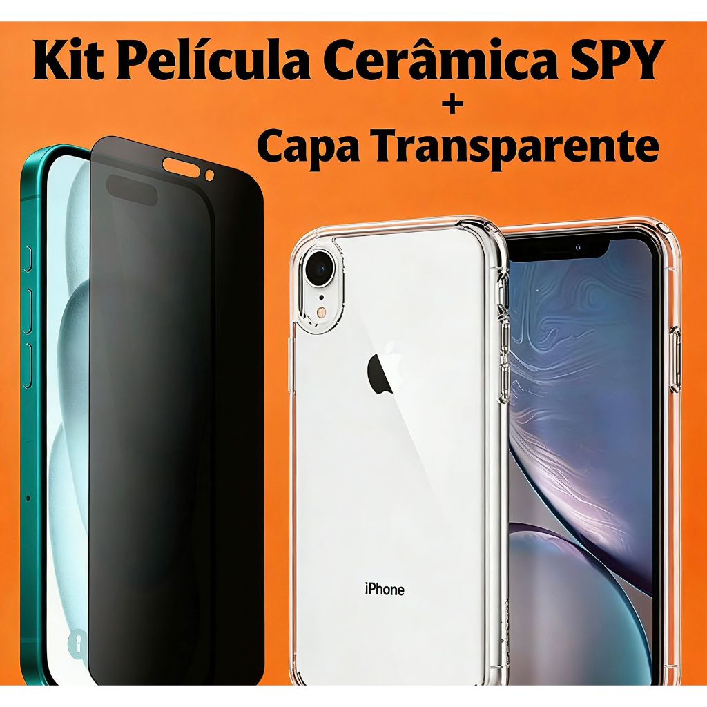Kit Capa Transparente Anti-shock + Película Privacidade Cerâmica Fosco iPhone 7/8 iPhone 7PLUS/8PLUS