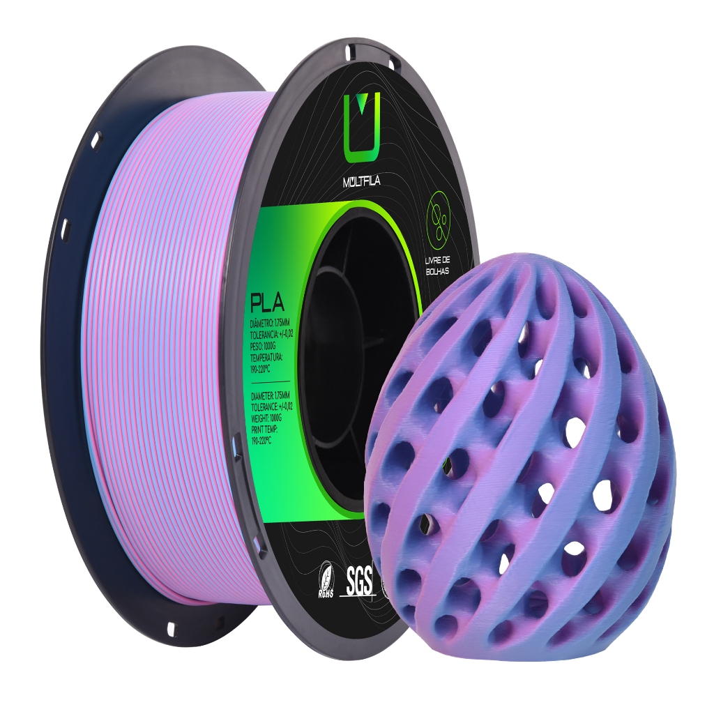 Filamento PLA Matte Duo Color Impressão 3D 1kg Azul e Vermelho Multfila