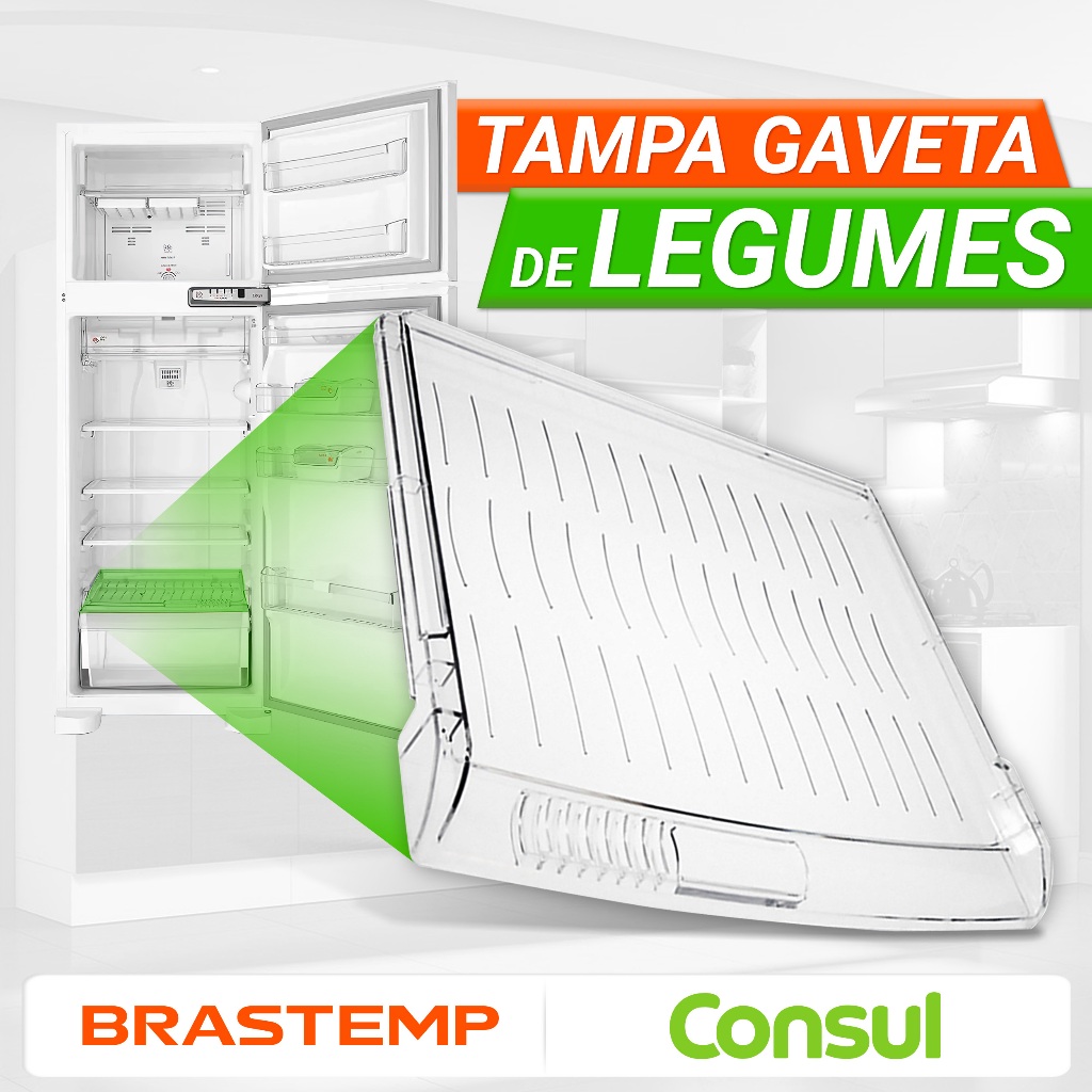 Tampa da Gaveta Legumes Brastemp Original W10287527 Modelos BRM38 BRM39 BRM42