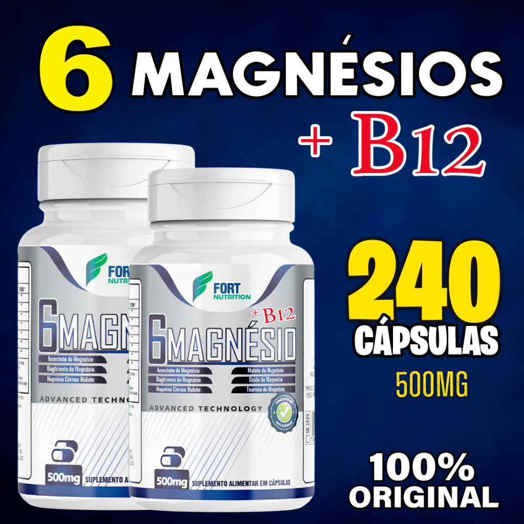 6 Magnésios + Vitamina B12 Metilcobalamina 120 Cápsulas Suplemento 100% Original 500mg em Oferta na Shopee