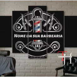 Quadros Decorativos Personalizado Com o Nome Ou Logo Da Sua Barbearia (5peças) 115x60cm Em Alta Qualidade