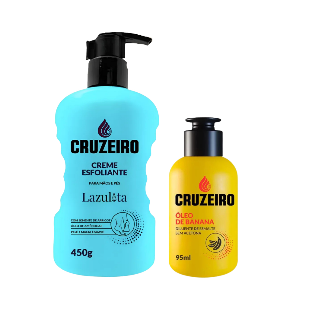 Creme esfoliante p/mãos e pés 450gr + Oleo de banana cruzeiro 95ml