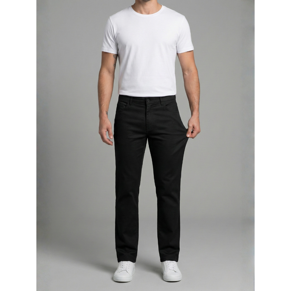 Calça de Sarja Masculina Elastano Reta  - Esporte Fino em Oferta na Shopee